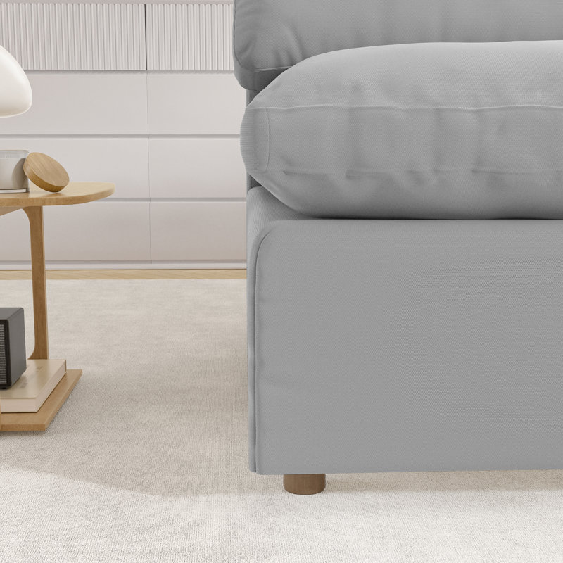 Canapé modulaire rembourré 6 pièces Jossa, Mélange de lin gris