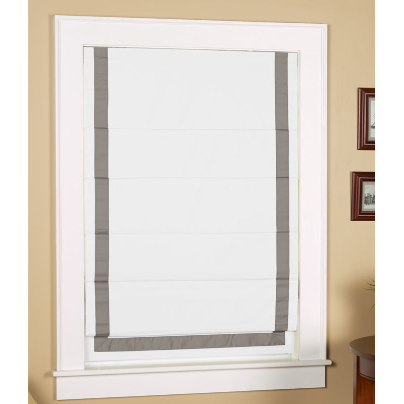 Rideau romain occultant, Gris / blanc, L 63 po, l 32 po