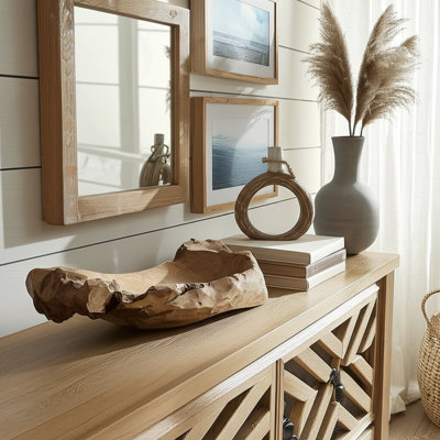 Hand-Carved Decorative Wooden Bowl - Modern Accent Bowl Perfect For Coffee Table - Complements Tabletop And Home Decor Styling - Brown