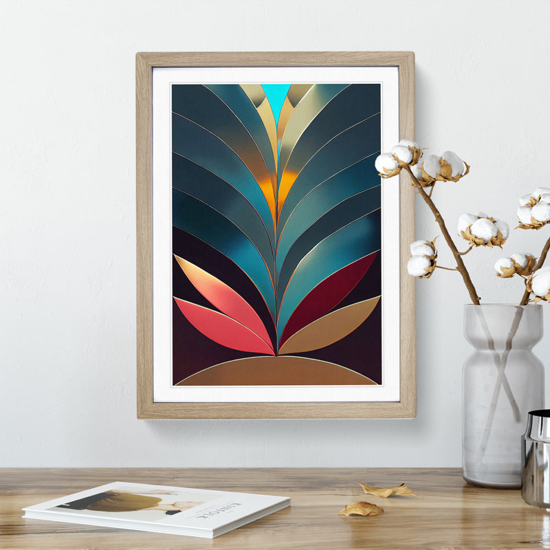 XV1022-4022X Special Abstract Feathers No.5 - Single Picture Frame Print, 34cm H x 25cm W x 2cm D, Oak