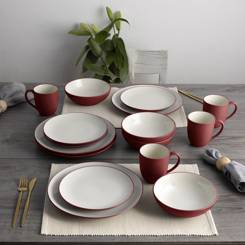 Noritake Colorwave 16-Piece Coupe Dinnerware Set, Service for 4, Raspberry