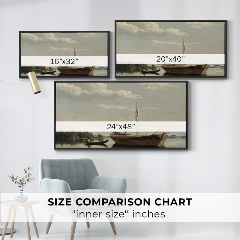 Nautical Series-CECII- Toile tendue avec châssis tendue, prête à être accrochée, H 21 po x l 41 po, Noir