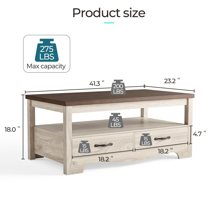 Hulett Single Coffee Table, Brown/White