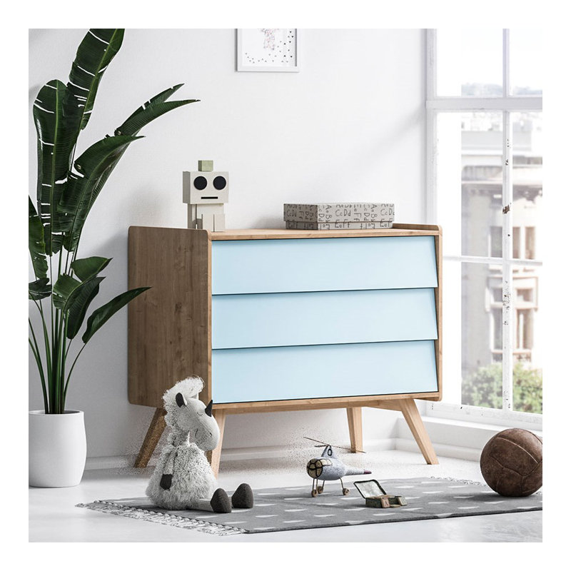 Antoine Changing Table, Oak/Light Blue