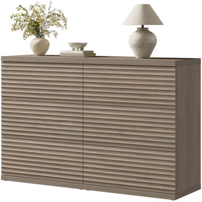 Modern Fluted 3-Drawer Dresser With Pop - Up Design