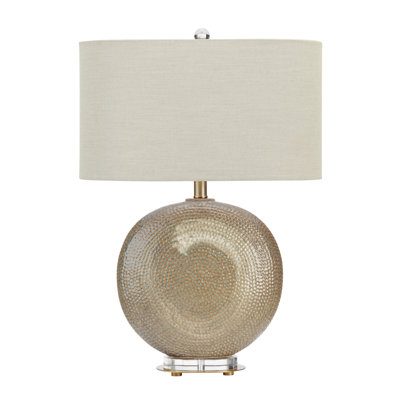 25.25" Crystal Table Lamp With Beige Shade
