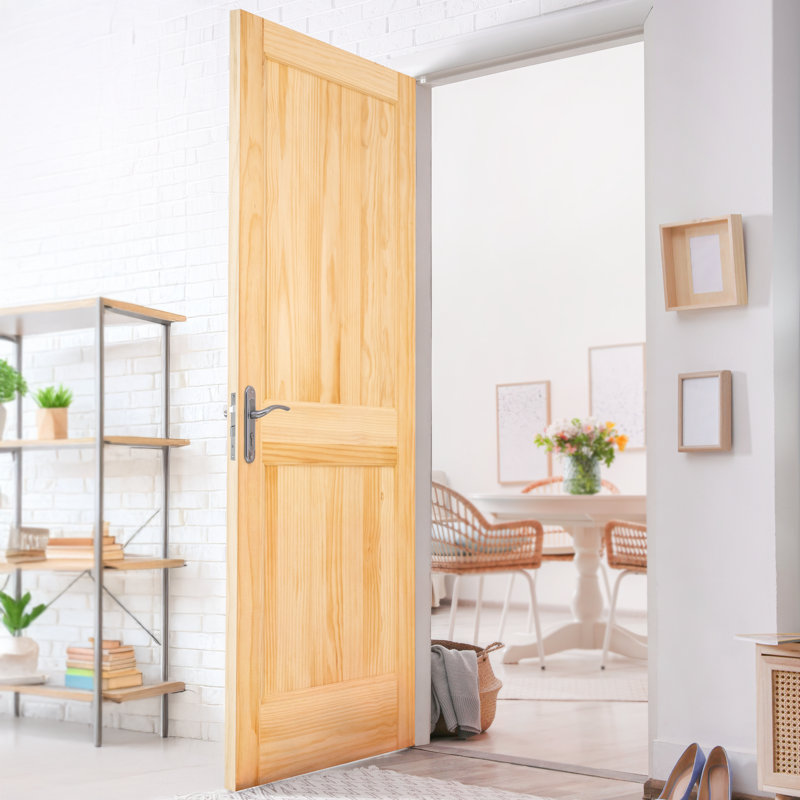 Porte intérieure à dalle pleine 80 po, porte à dalle en pin brut, porte en bois massif Aadirath , 28 po x 80 po
