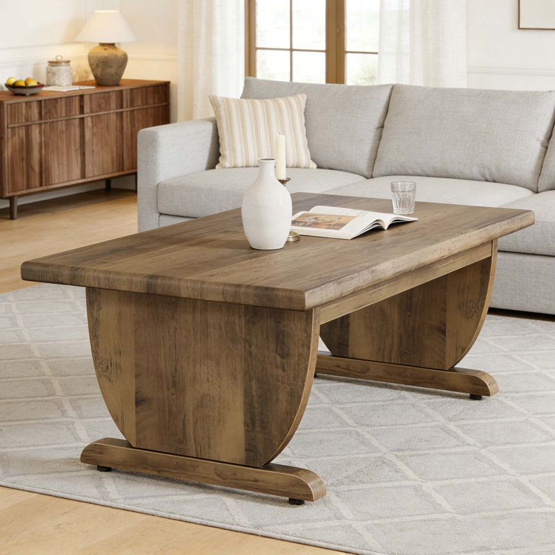 Table basse rectangulaire avec piédestal robuste