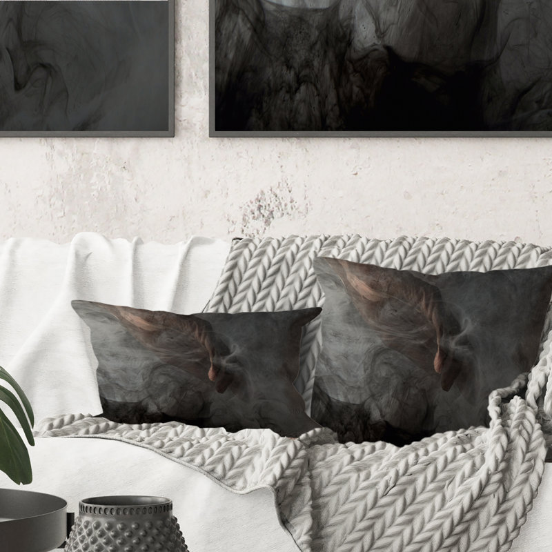 Coussin décoratif abstrait gris tourbillonnant gris abstrait II