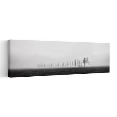 Foggy Winter Trees Minimalist Peaceful Serene Landscape Nature, art mural