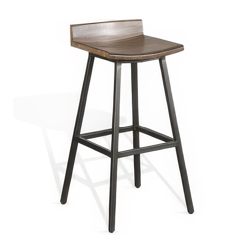 Ensemble de 2 tabourets de bar Yael, dossier bas, noir, acajou brun rustique 30 po