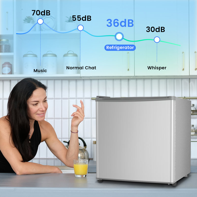 COWSAR 1.6 Cubic Feet Portable Freestanding Mini Fridge With Freezer, Reversible Door, Silver