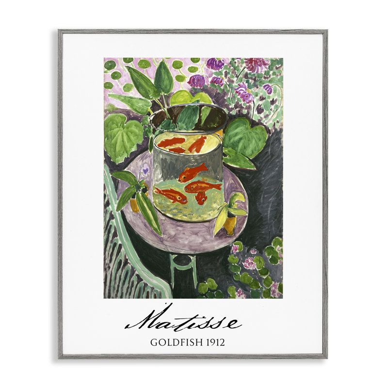 Giclée encadrée Matisse Goldfish Still Life, design par Vintage Hustle, H 20 po x l 16 po, Estampe numérique Farmhouse