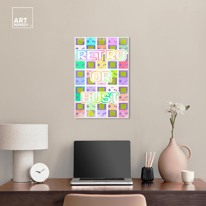 Retro Pastel Gamer Art Canvas Print, 24" x 16"