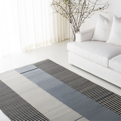 Lauren Ralph Lauren Aryn Stripe Flat Weave, Wool, Slate Area Rug
