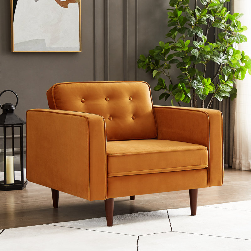 Fauteuil en velours 37,5 po, Orange