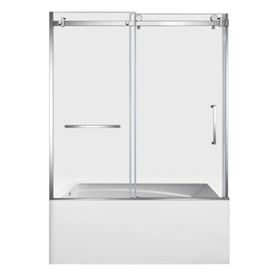 Kingston Brass 60-Inch Acrylic Rectangular 3-Wall Anti-Skid Alcove Tub With Tub Door, Hand Drain