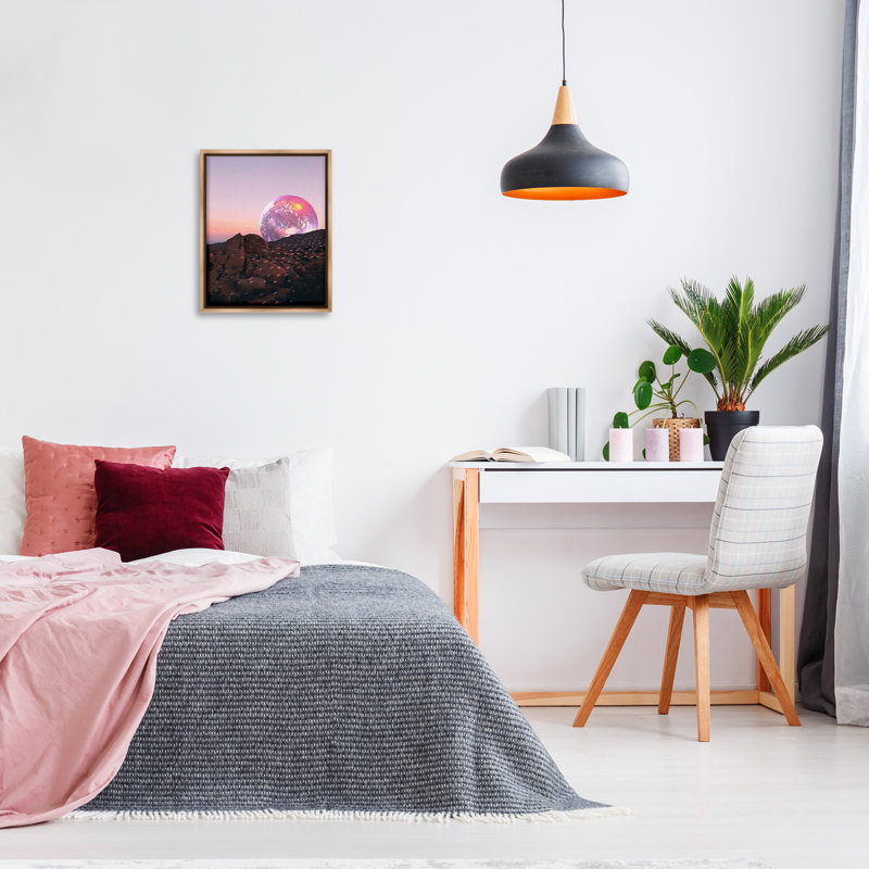 «Surreal Disco Landscape Floater Frame» par Lil 'Rue sur, H 21 po x l 17 po, Cadre flottant orme Montalcino
