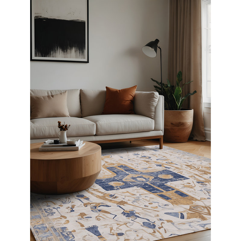 Tapis gris lavable à la machine, Carré 5 pi