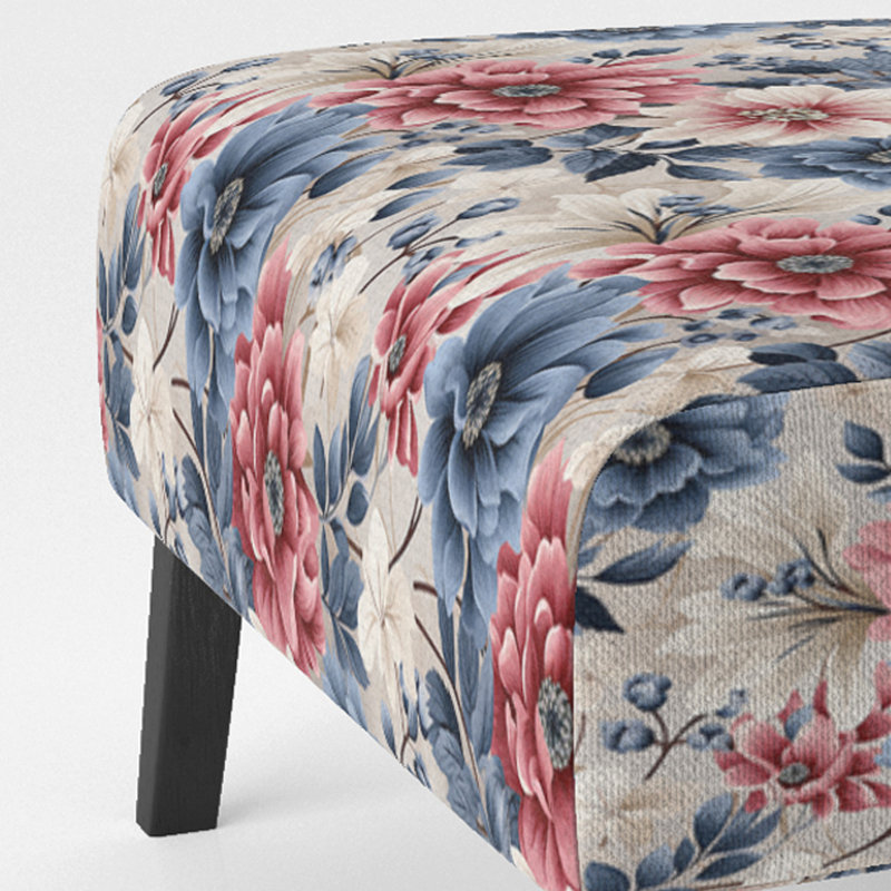 Fauteuil de chambre rembourré rose et bleu