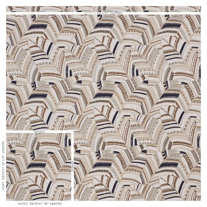 Deco Leaves Fabric, Brown/Neutral