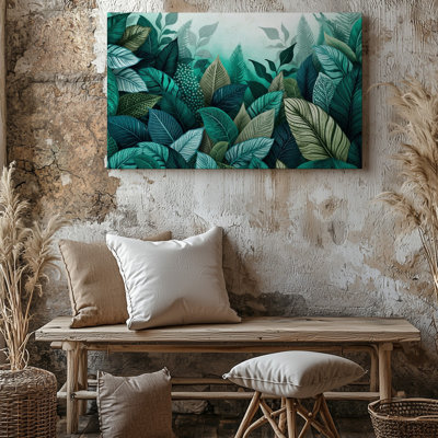 Toile Une scène de jungle abstraite luxuriante mettant en vedette un feuillage subtilement tissé avec art mural