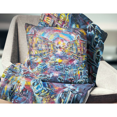 Coussin surréaliste à imprimé surréel «City at Night»