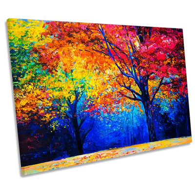 Colourful Autumn Trees - Wrapped Canvas Painting