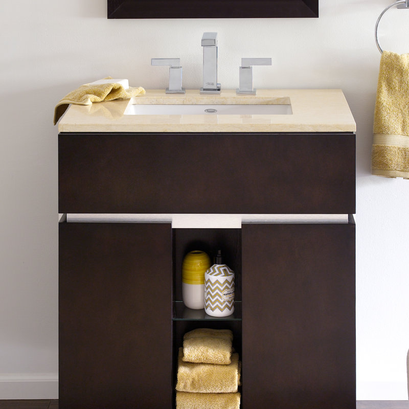 Lavabo pour salle de bain rectangulaire encastré avec trop-plein Studio, Os