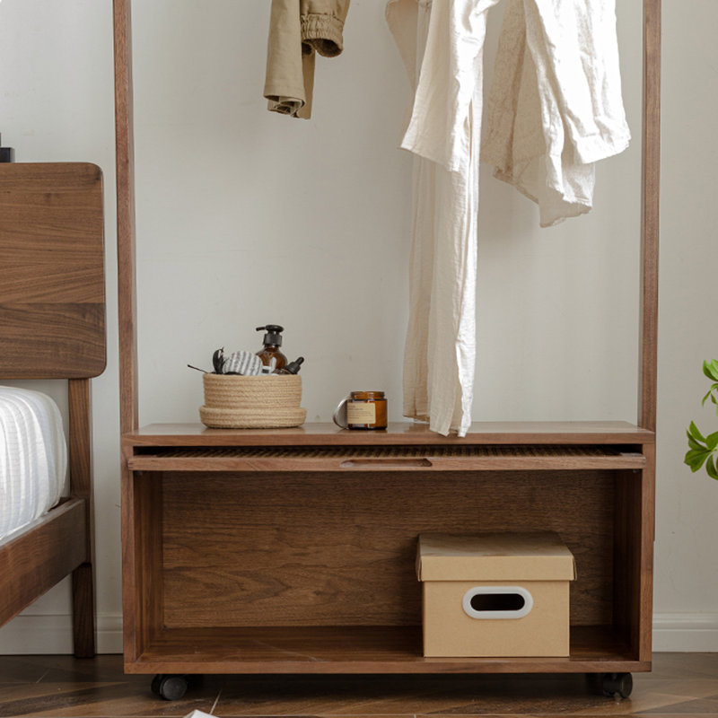Walnut Coat Rack with Wheels