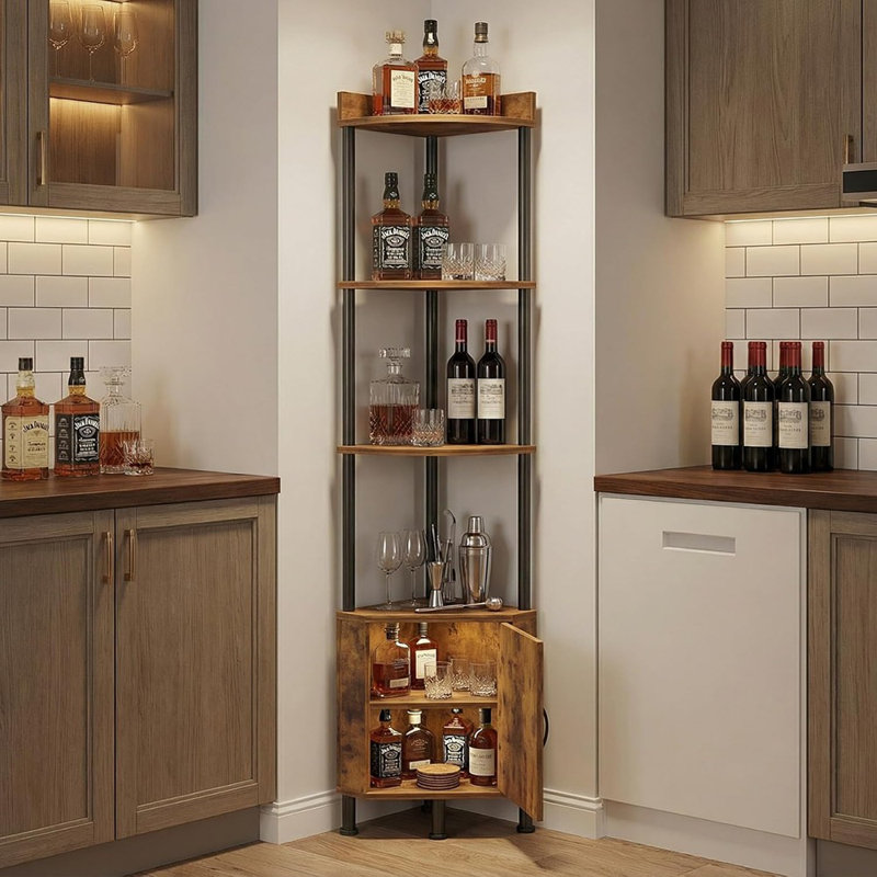 Tablette d'angle avec rangement, armoire de rangement haute et bibliothèque pour le salon, la chambre à coucher ou la cuisine
