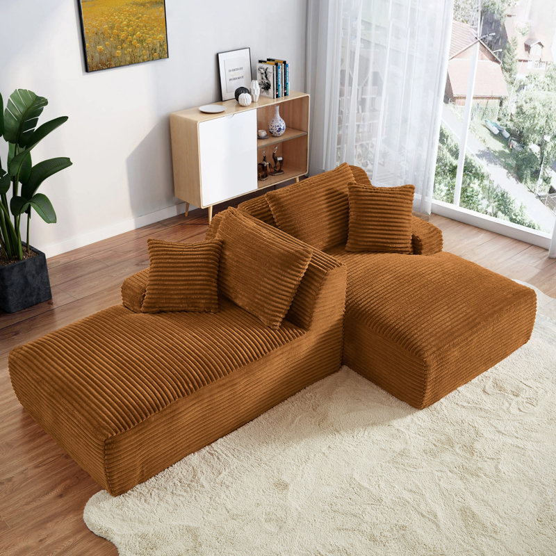 79" Compression Oversized Chaise Lounge Chair Indoor, Corduroy Upholstered Sofa Bed With 2 Throw Pillows, Sleeper Chair, Reading Chair, Comfy Lounge Chair Indoor, Cloud Sofa, Fluffy Couch