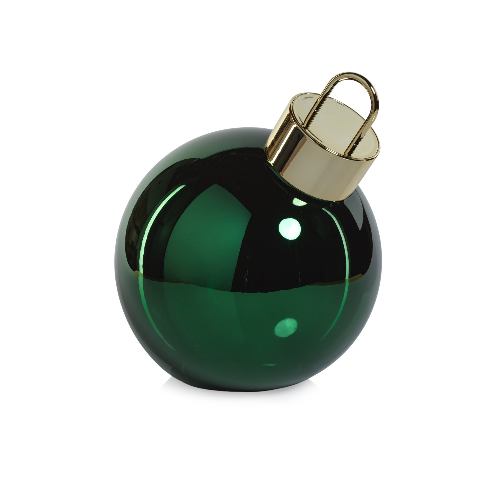 Lighted Glass Slanted Ball Christmas Ornament , 9.75" H x 9.75" W x 9.75" D, Green