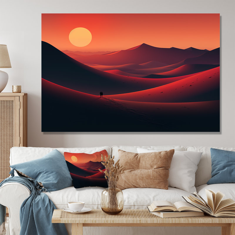 Désert, lever de soleil, horizon sur la planète Mars II - désert, art mural, Toile tendue, H 40 po x l 60 po x P 1,5 po