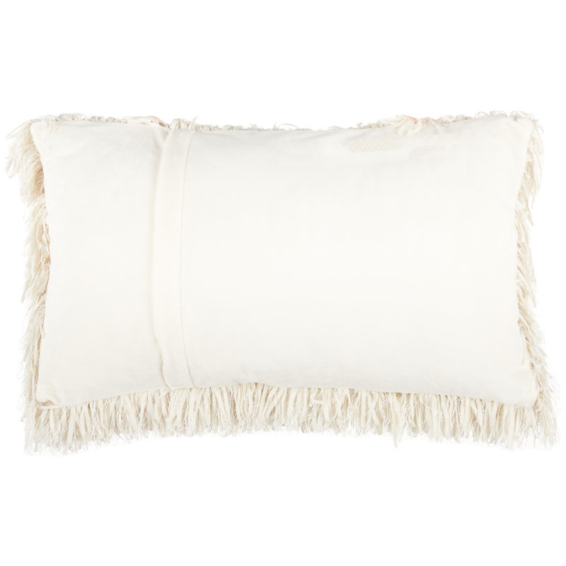 Ivory Ribbon Shag Rectangular Throw Pillow 14" x 24"