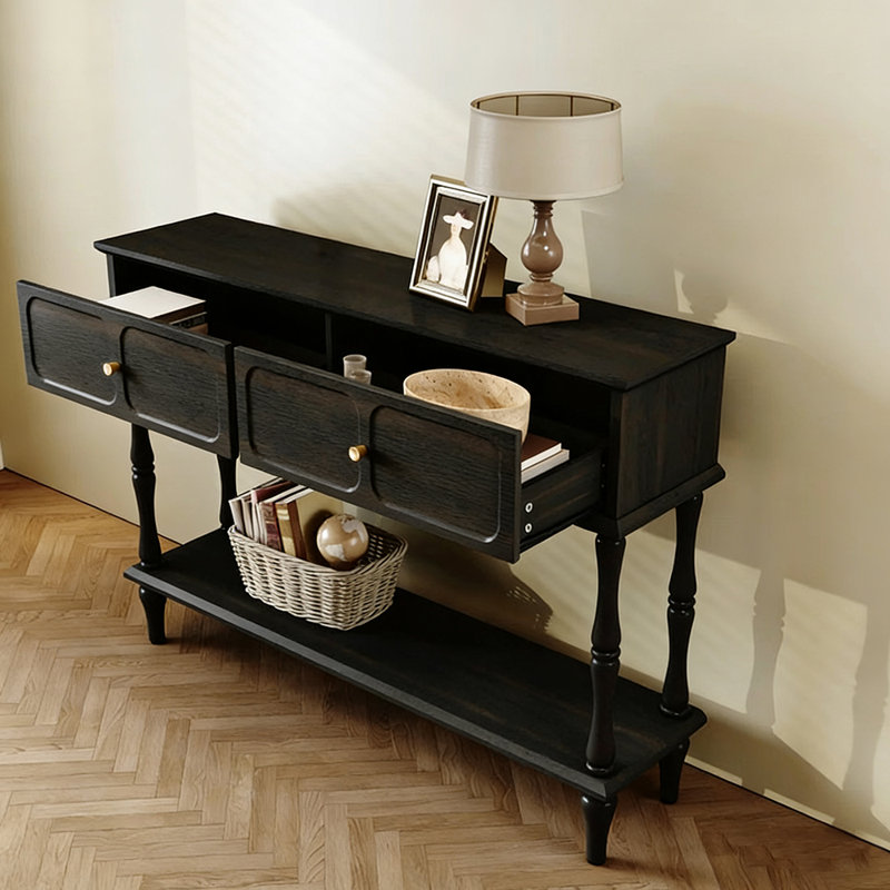 American style simple retro console table, Black