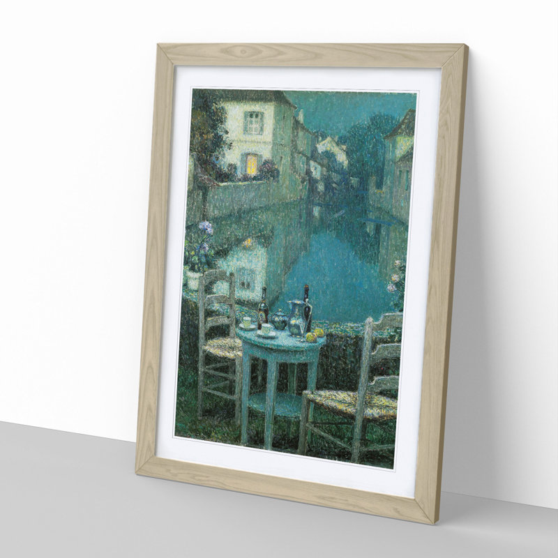 Small Table in Evening Dusk by Henri Le Sidaner - Picture Frame Painting, Oak Framed, 36cm H x 27cm W x 2cm D