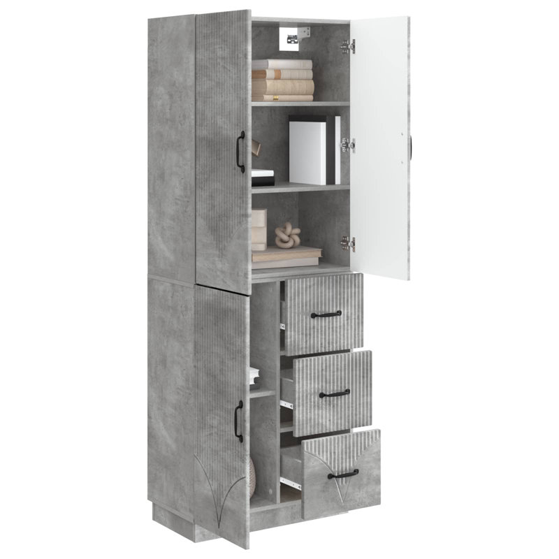3 -Door 3 Storage Cabinet, Concrete Grey