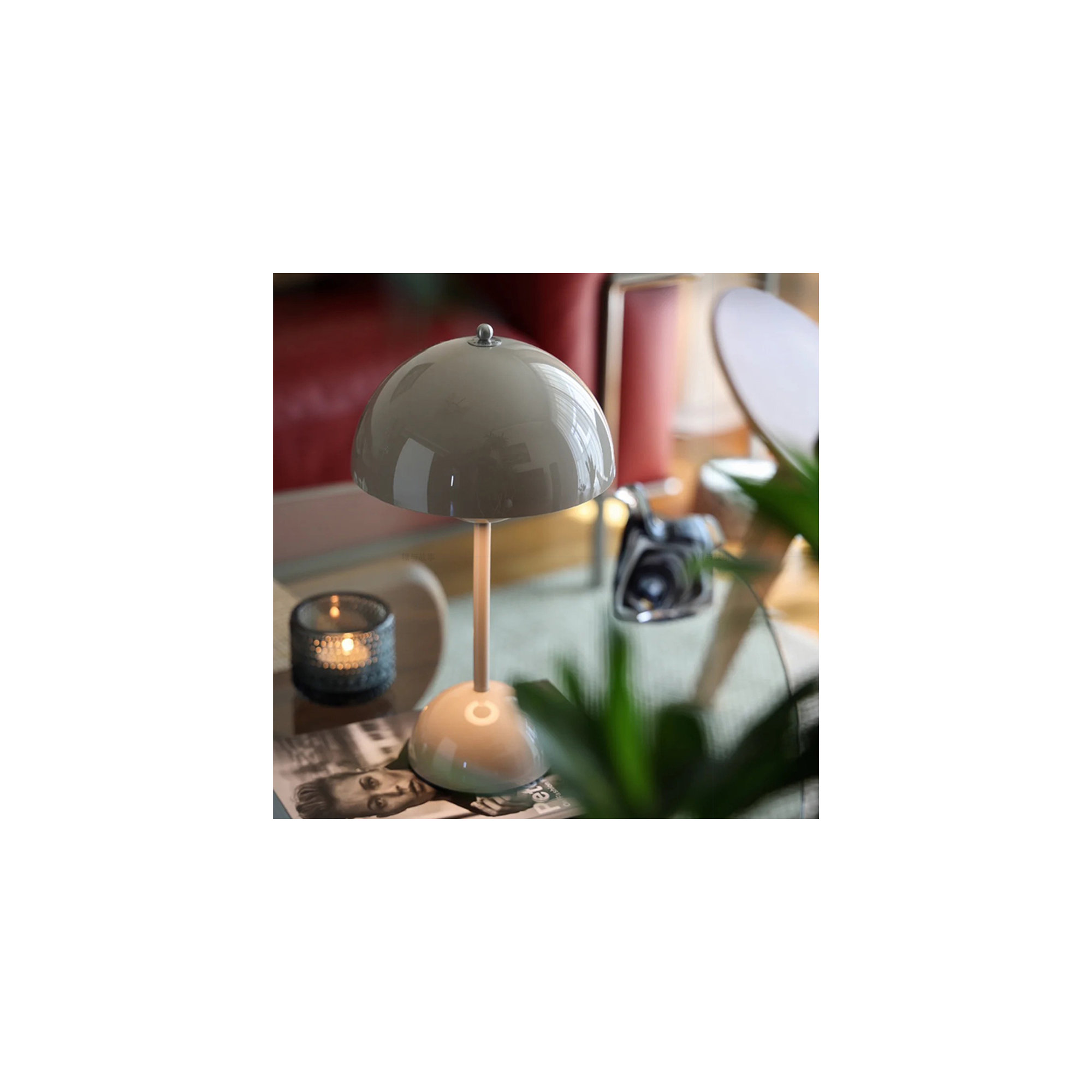 Brunilde Adjustable Metal Table Lamp, Gray, Gray