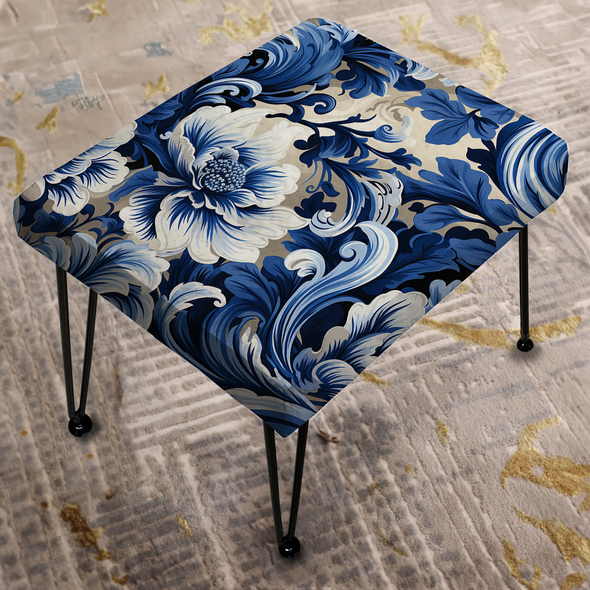 Design Art Blue Victorian Scrollwork Victorian Pattern - Floral ...