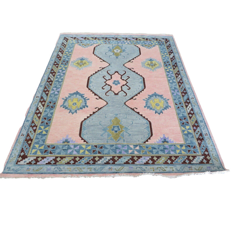 Tapis oriental rose à motif géométrique noué à la main 7 pi 10 po x 10 pi B96CE8ada2FD4195BA1E5012130748B5
