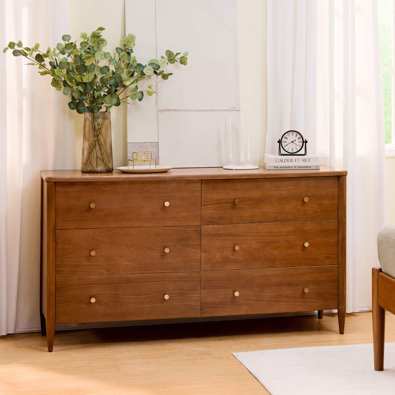 Commode en bois massif 6 tiroirs Harbor, Pacanier
