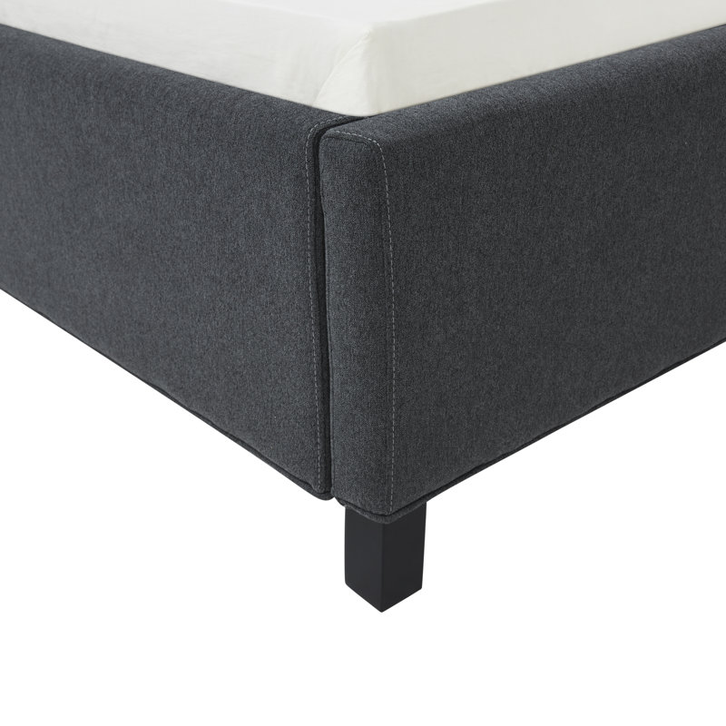 Bilger Upholstered Wingback Bed, King, Dark Gray