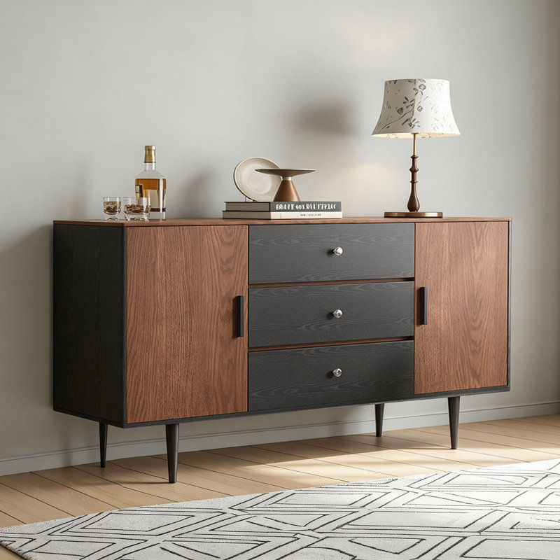 Buffet simple et rétro avec rangement, H 33,46 po x l 70,86 po x P 15,74 po