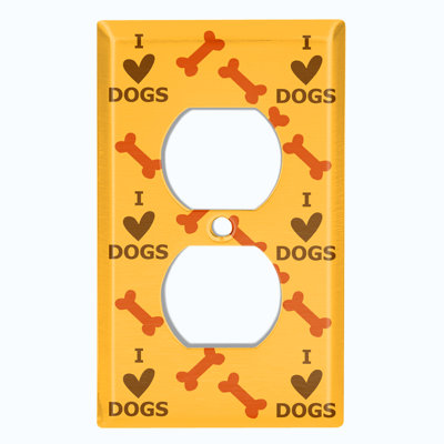 Plaque murale à 1 interrupteur à bascule I Love Dogs Heart Crosshatch Bone