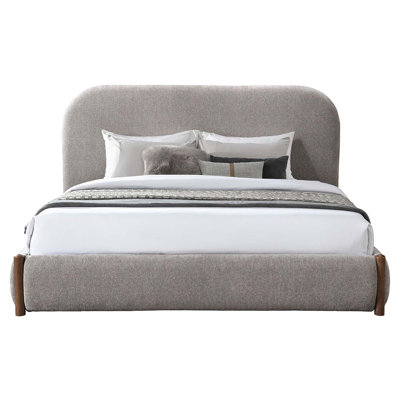 Grand lit Orane avec rangement, tissu gris