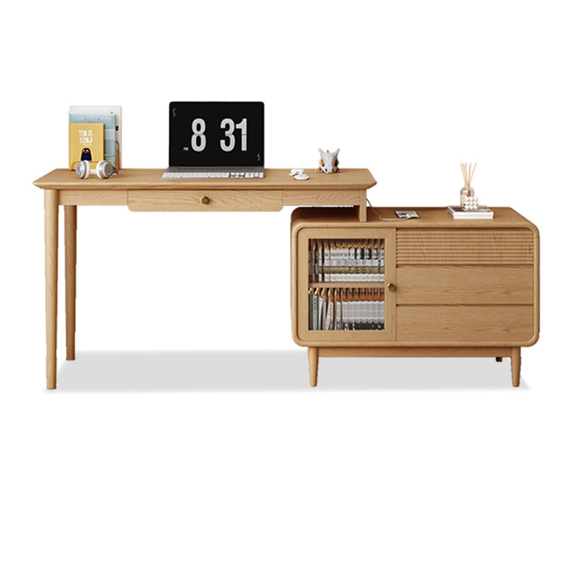 Bureau et commode multifonctionnels en L en bois massif avec commode, H 25,53 po x l 51,18 po x P 35,43 po