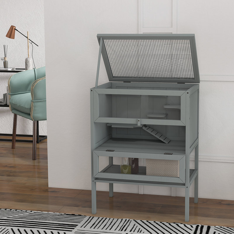 Cage à 3 niveaux pour petits animaux avec cage à rat PawHut