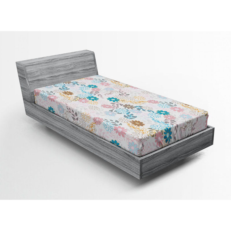 Microfiber Floral Fitted Sheet, Twin XL Fitted Sheet, Floral Spring