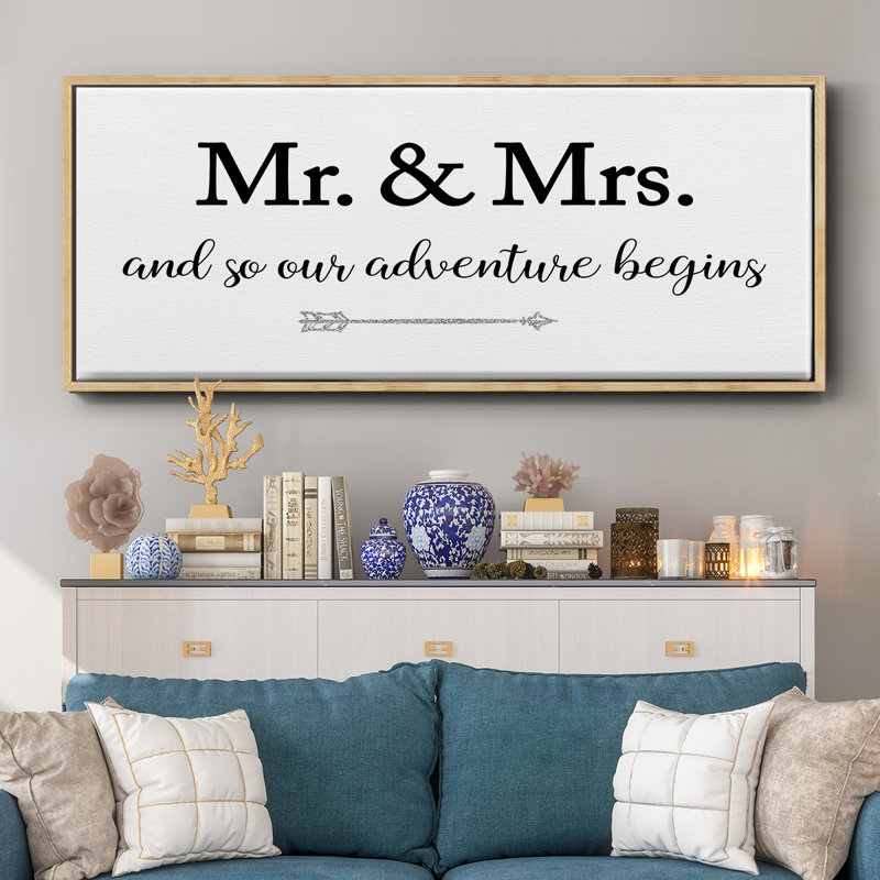 Mr. and Mrs.- Framed Canvas, 8" H x 20" W
